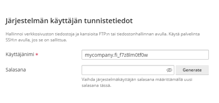 Nyt voit muokata käyttäjänimeä ja salasanaa.