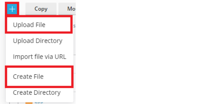 Click the plus sign on a blue background, then select if you want to create a new file or upload an existing file. Click the plus sign on a blue background, then select if you want to create a new file or upload an existing file.